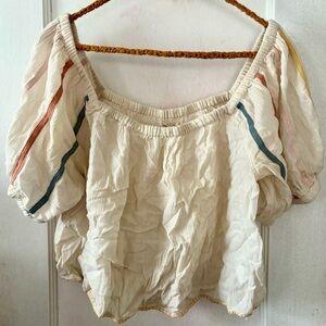 Bohemian Cream Peasant Top